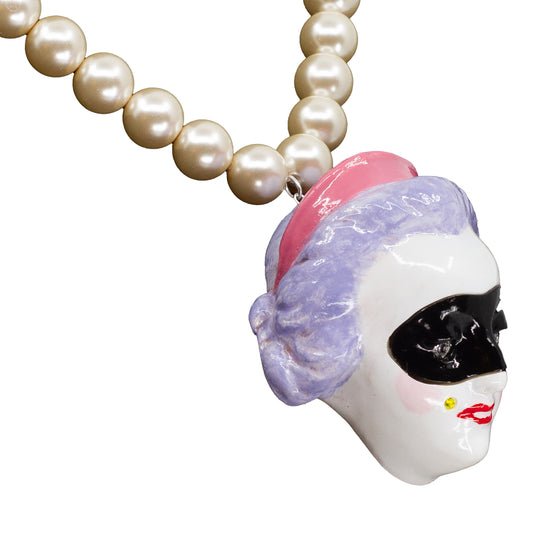 Masked Lady Madame Blanche Pearl Necklace