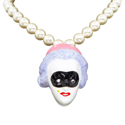Masked Lady Madame Blanche Pearl Necklace