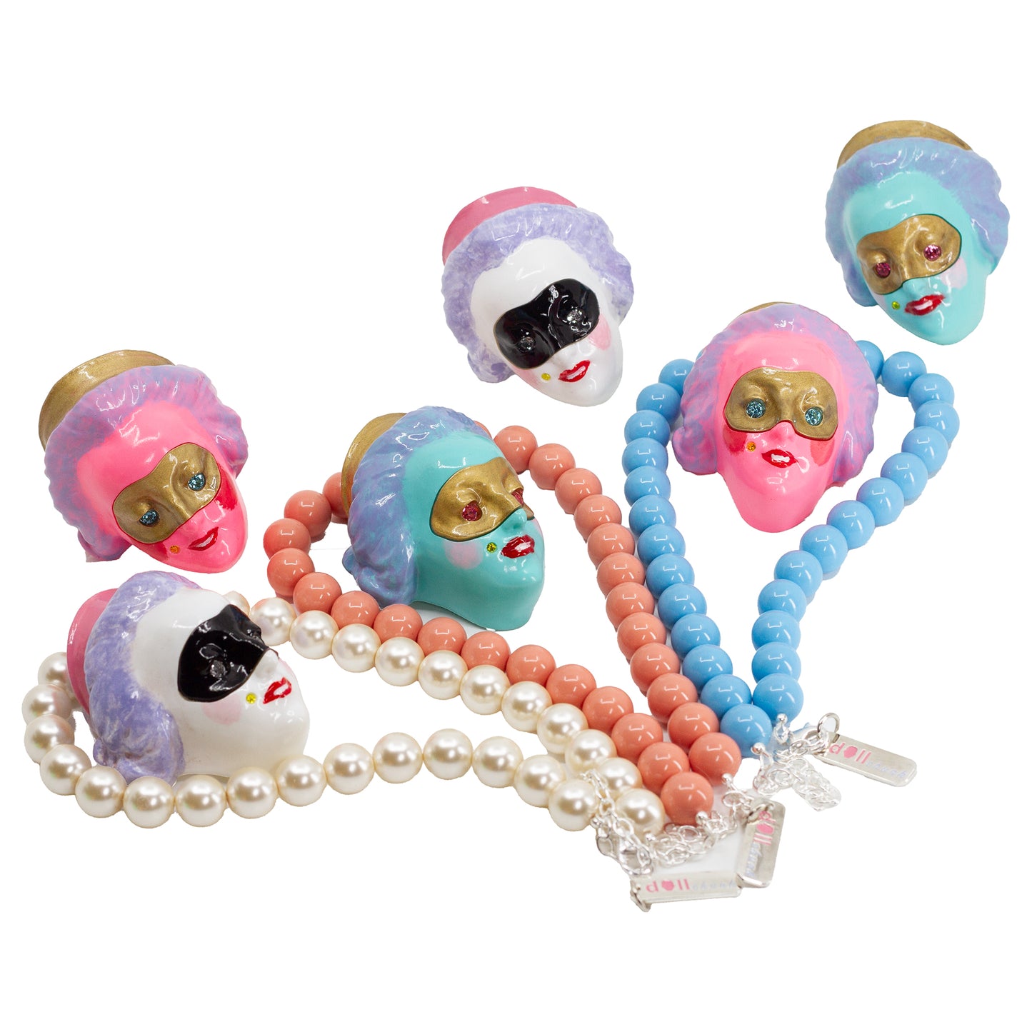 Masked Lady Madame Bleue Pearl Necklace