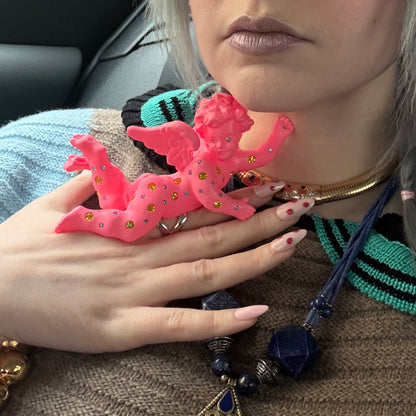 Divine Pink Cherub Drip Ring