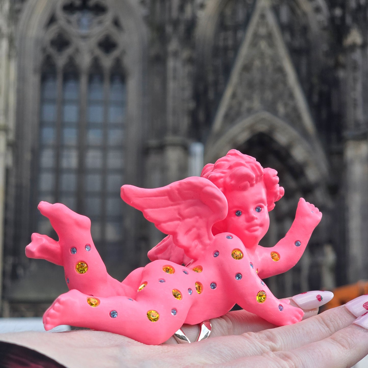 Divine Pink Cherub Drip Ring