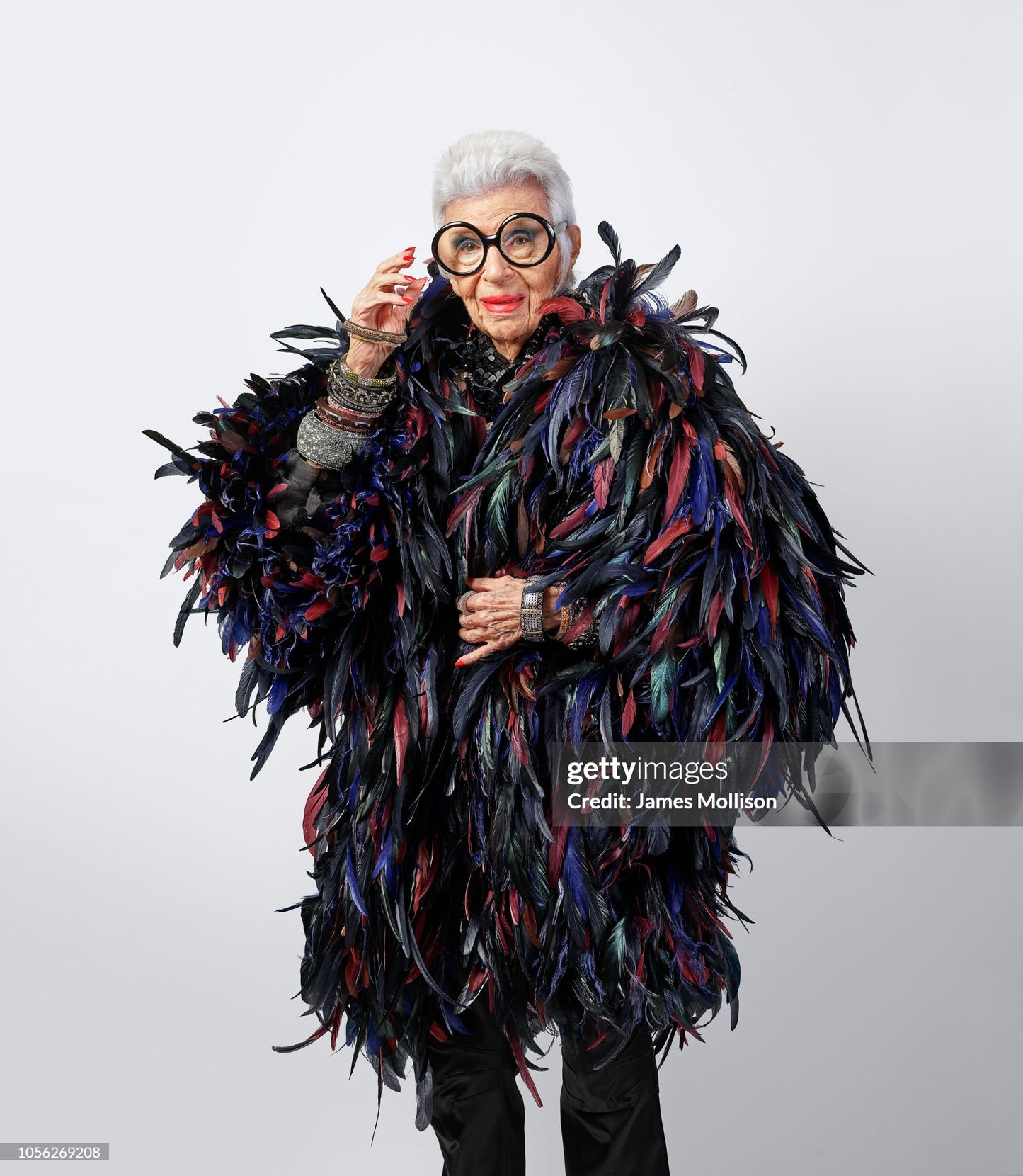 Iris Apfel's Highly Documented Vintage Massive Mirrored Ebony Bangle