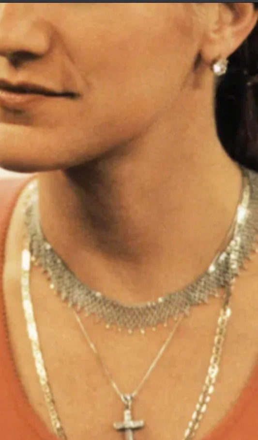 Vintage Christian Tse Platinum & 18K Gold Collar Necklace - Carmela Soprano Necklace