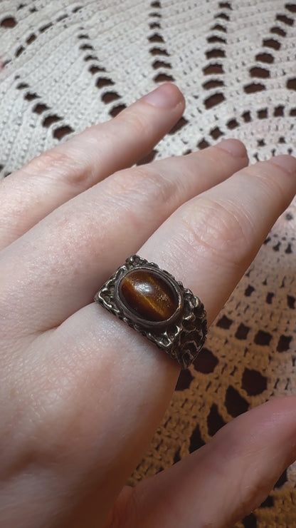Vintage Silver Tiger's Eye Cabochon Ring