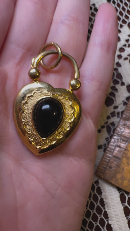 Vintage Georgian Inspired Padlock Heart Pendant Charm