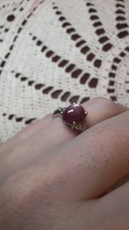 Vintage Sterling Silver Star Ruby Ring
