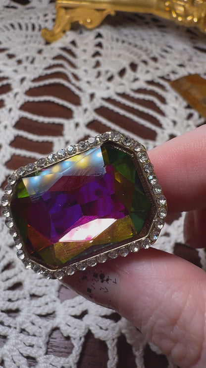 Vintage Oversized Watermelon Crystal Ring