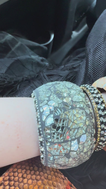 Iris Apfel's Highly Documented Vintage Massive Mirrored Ebony Bangle