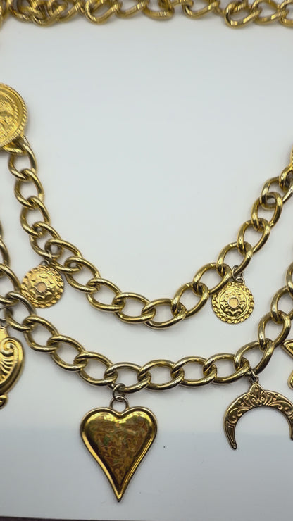 Vintage Iconic Escada Charm Necklace & Belt