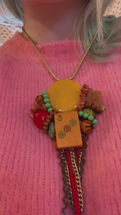 Vintage Sarah Jane Bakelite Collage Pendant Charm