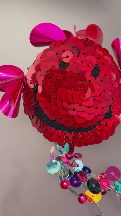 Huge Sequin Fringe Smiley Face Brooch