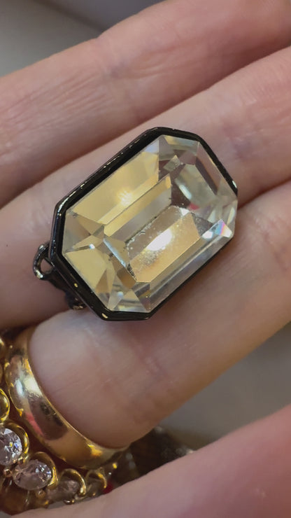 Vintage Jumbo Crystal Maximalist Clip On Earrings