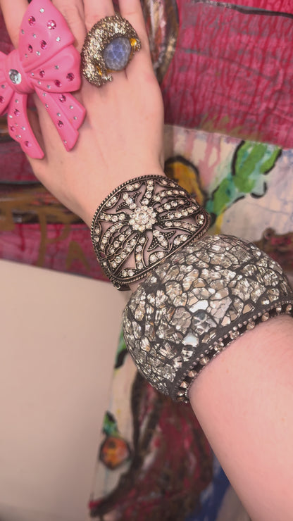 Iris Apfel's Chunky Vintage Rhinestone Crystal Cuff
