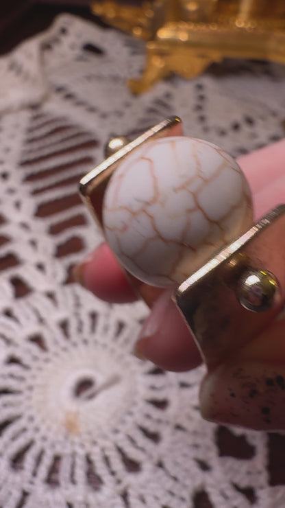 Vintage Howlite Fidget Spinner Gold Ring