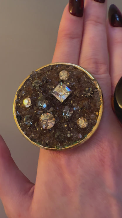 Vintage Huge Chunky Chocolate Cocktail Sparkle Ring