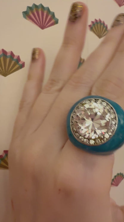 Vintage Giant Enamel Lollipop Rhinestone Ring