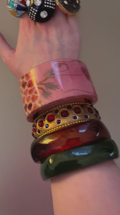 Vintage Huge Harlequin Enamel Cocktail Ring