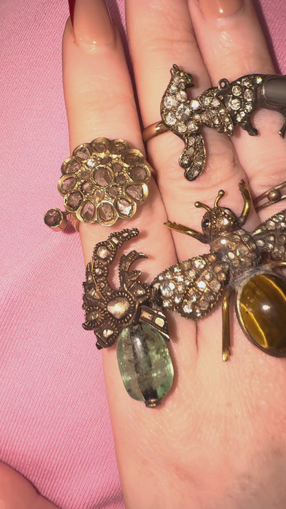 Iris Apfel's Antique Gold Chunky Emerald & Diamond Ring