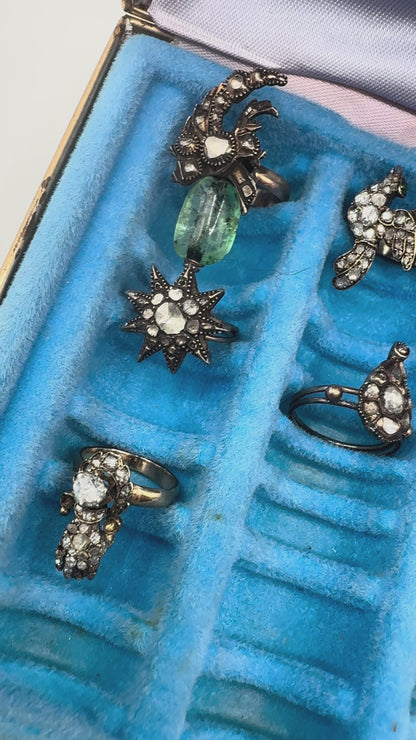 Iris Apfel's Antique Gold Chunky Emerald & Diamond Ring