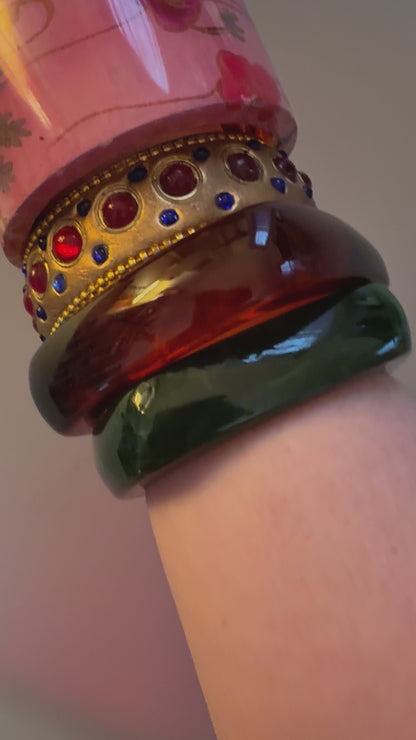 Iris Apfel's Vintage Pink Chunky Collage Flower Bangle
