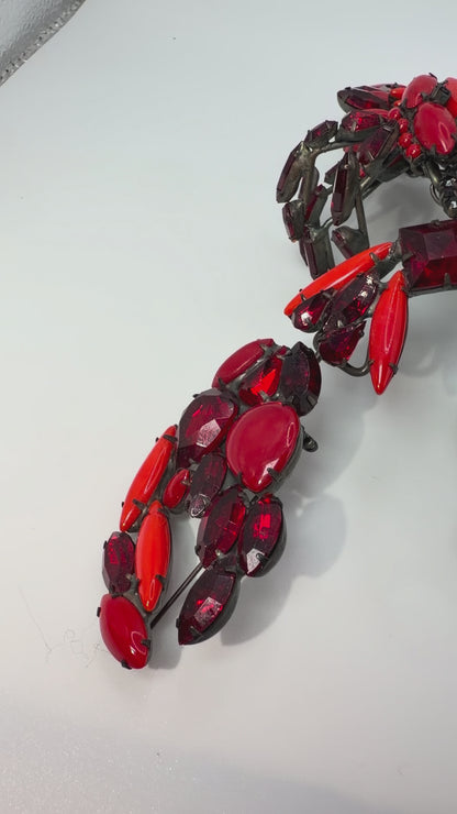 Vintage David Mandel "The Show Must Go On" Giant Rhinestone Lobster Brooch