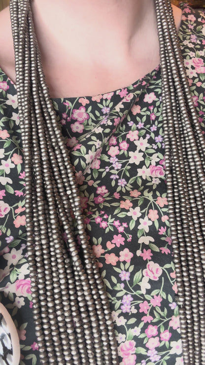 Iris Apfel's Vintage Dark Gray Jianhui London Extra Long Wood Beaded Necklace