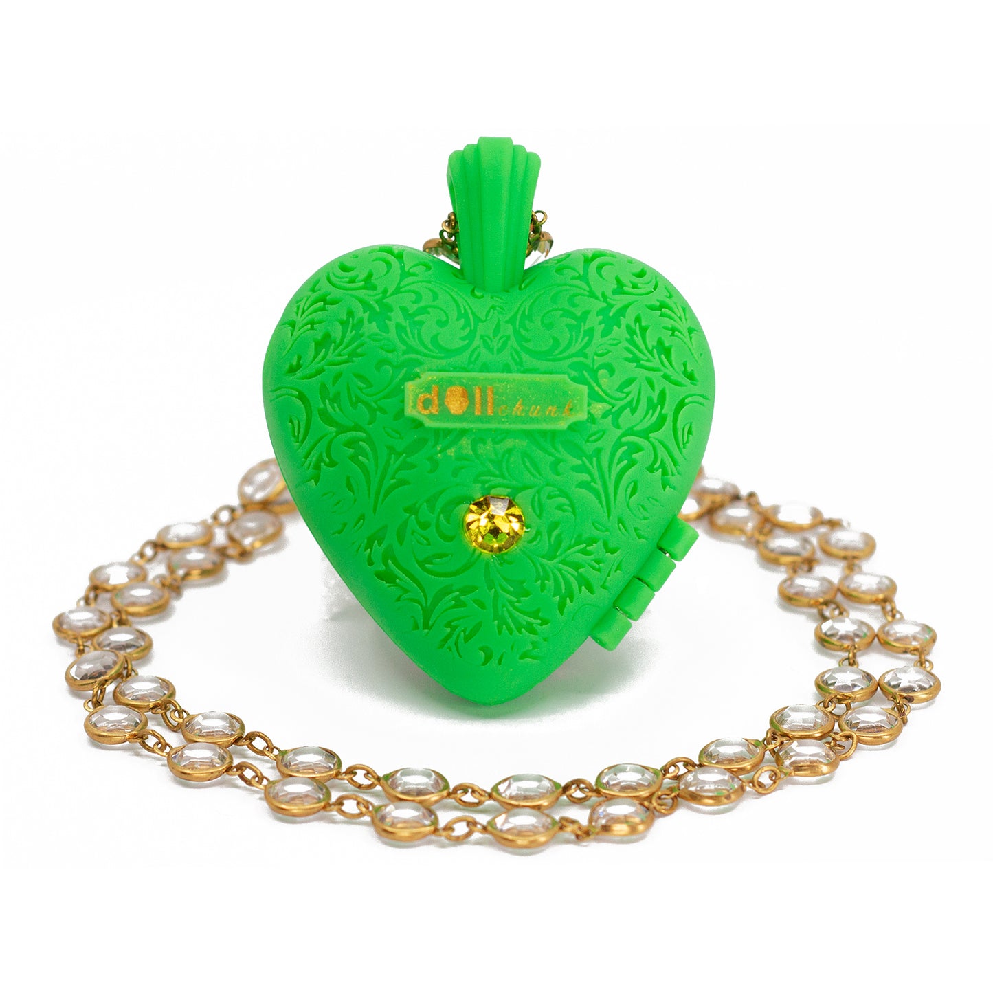 Watermelon Heart Puff Locket Necklace