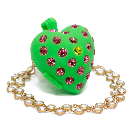 Watermelon Heart Puff Locket Necklace