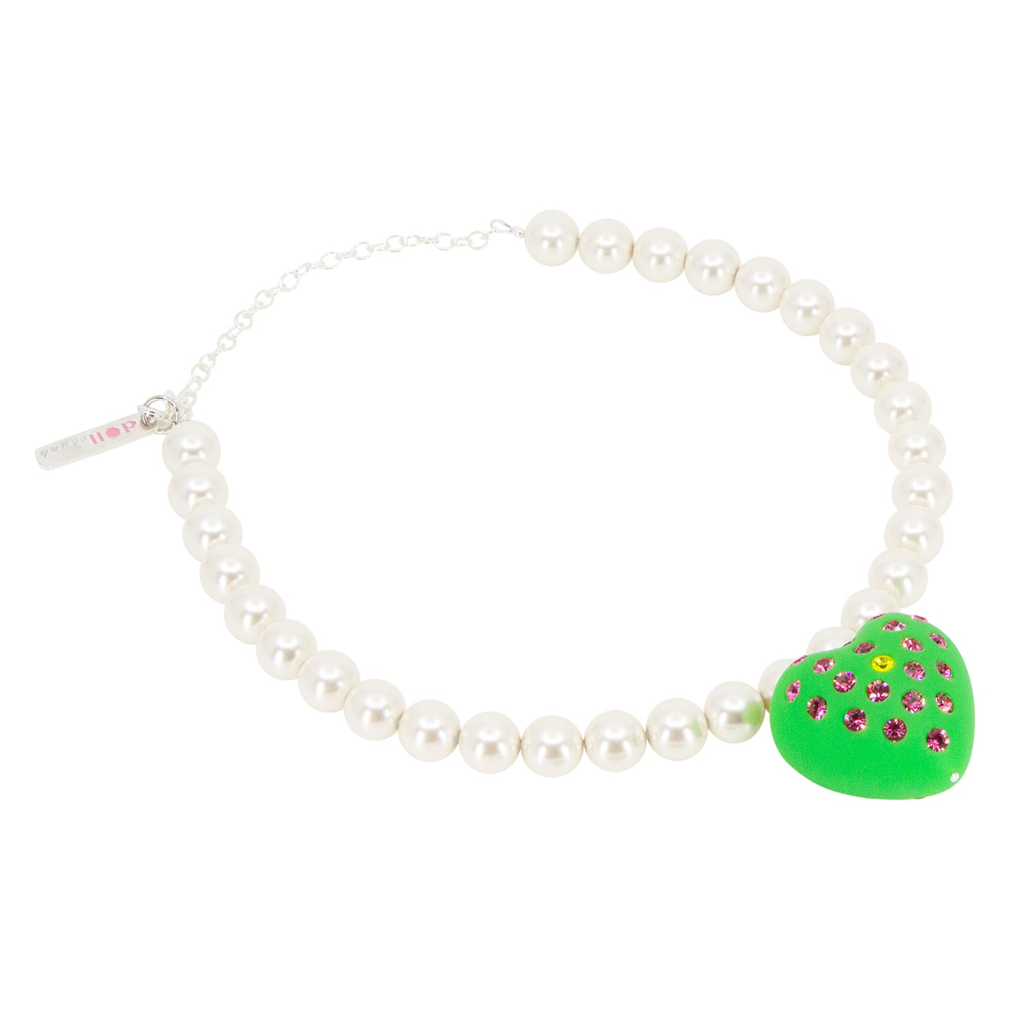 Watermelon Heart Puff Pearl Necklace