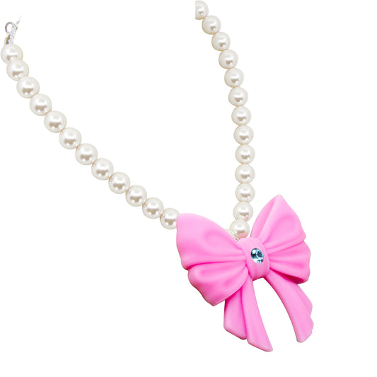Luna Bow Puff Pearl Necklace